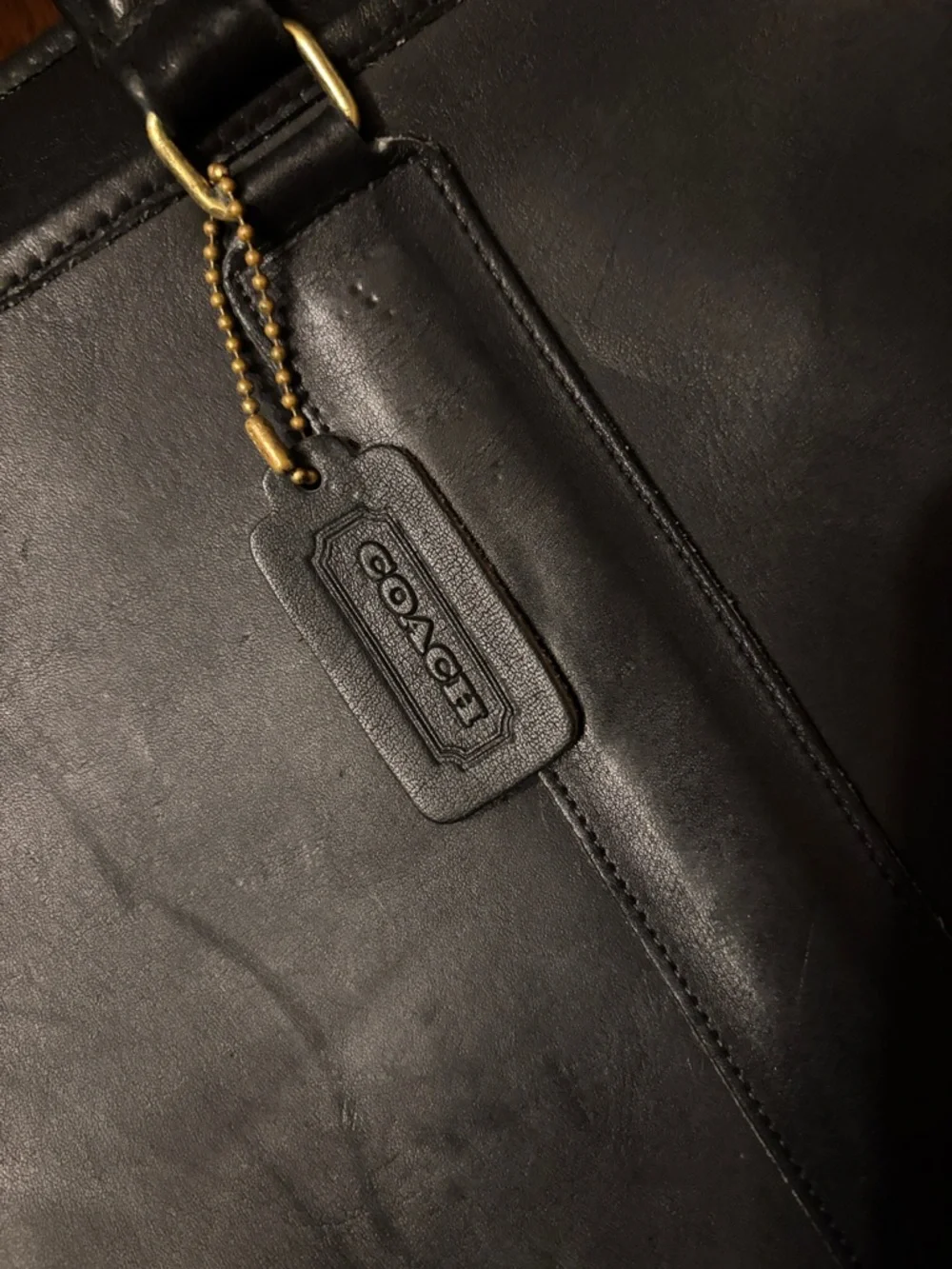 Coach Black Leather Briefcase with Branded Hang Tag